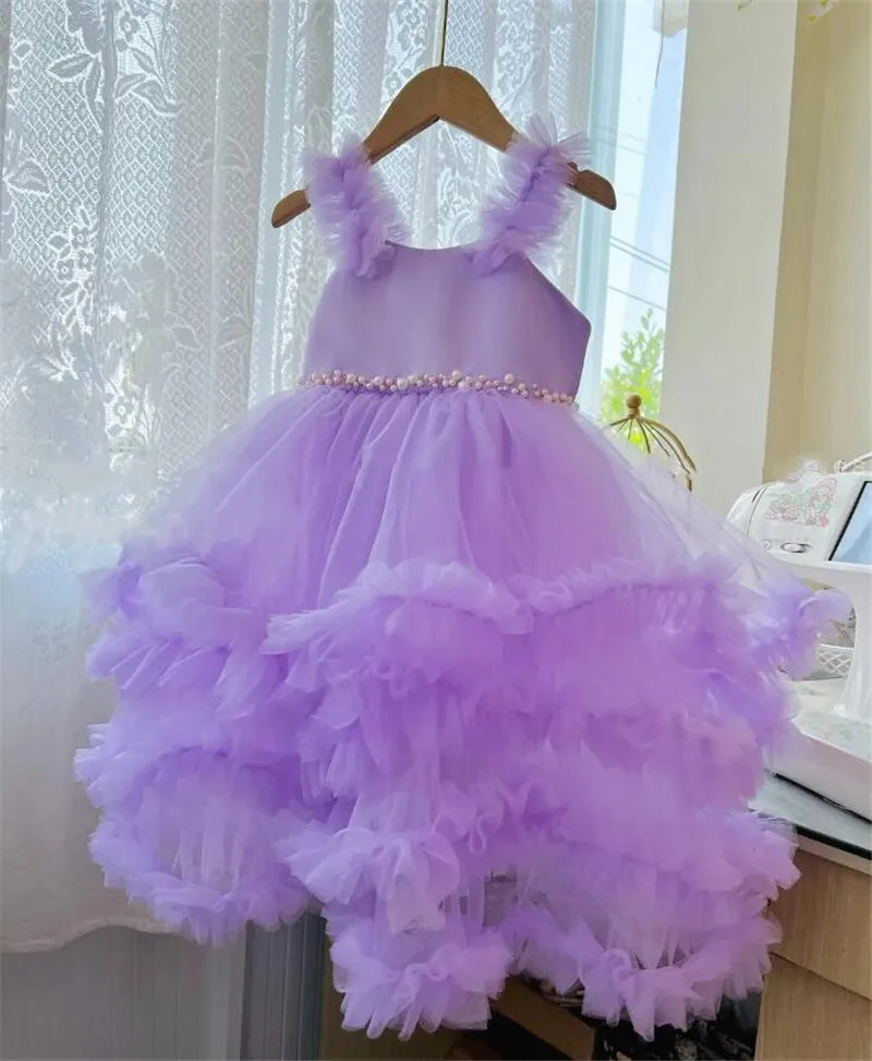 

Lilac Lavender Ruffles Puffy Ball Gown Baby Girl Dress Princess Handmade Party Gown Kid Birthday Dresses