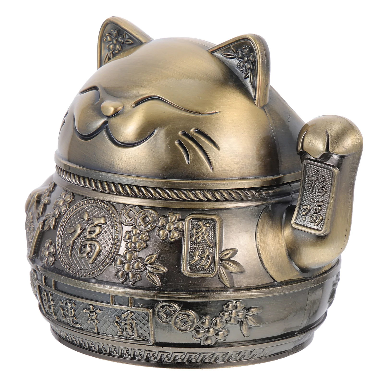 

Ashtray Decorative Zinc Alloy with Lid Design Portable Ornament