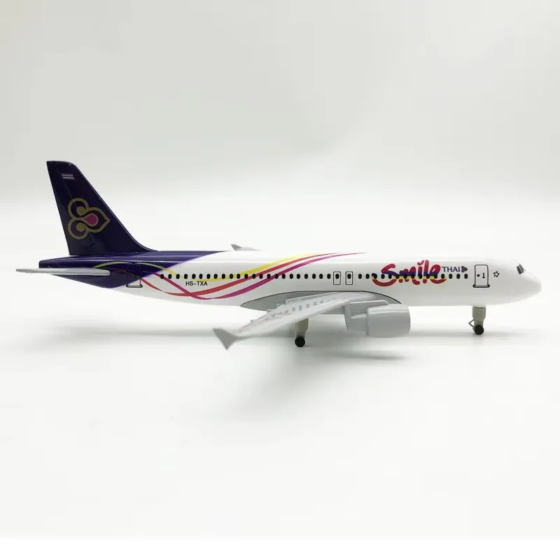 Airbus-Simulationsmodell im Maßstab 1:400, 20 cm, Legierungsmetallflugzeug, A320, Thai Airways-Flugzeugmodell mit Fahrwerksdekoration