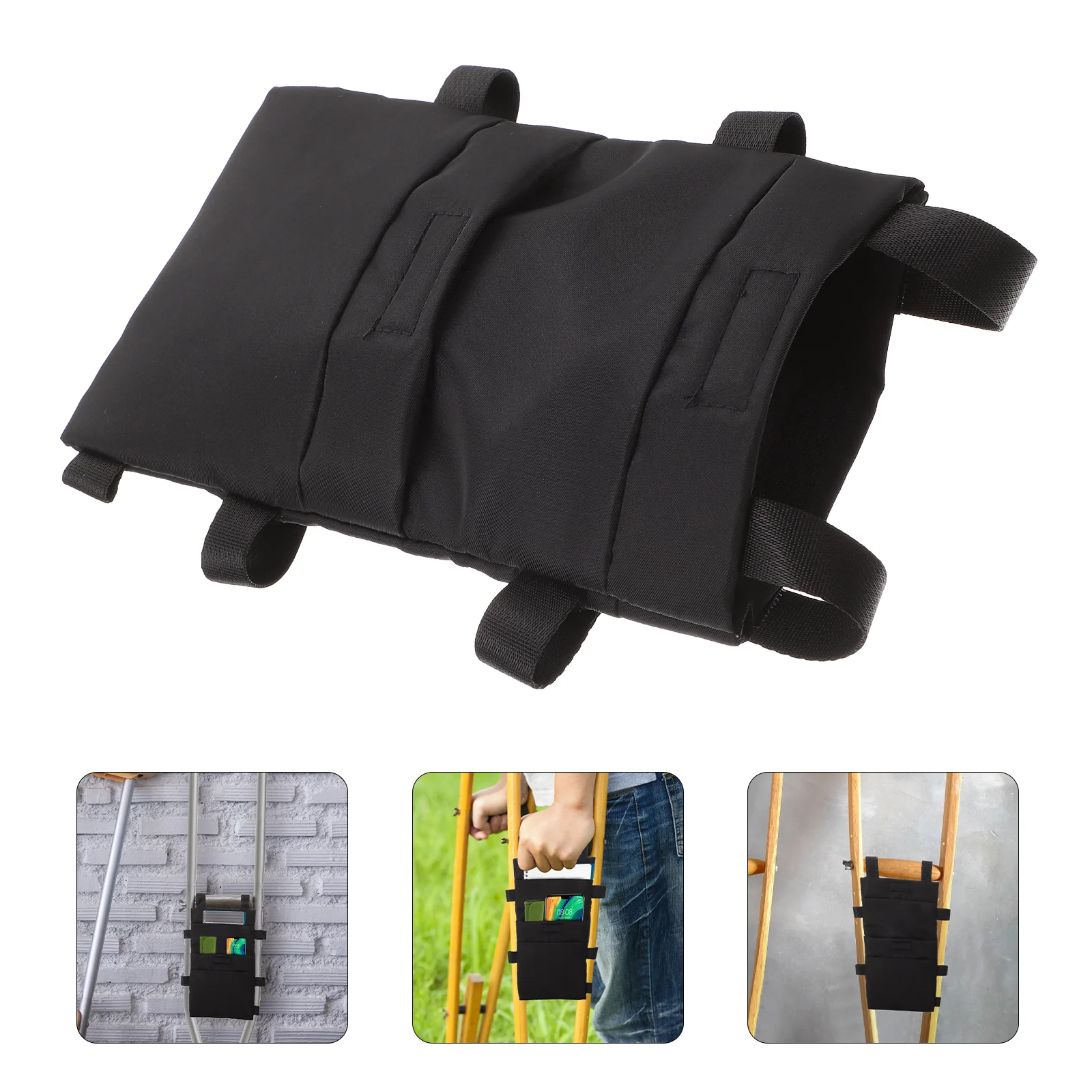 

1pc Storage Black Oxford Cloth Bag Cloth For Walking Sticks Portable Underarm Crutch Pouch Pouch Bag Crutch Accessories