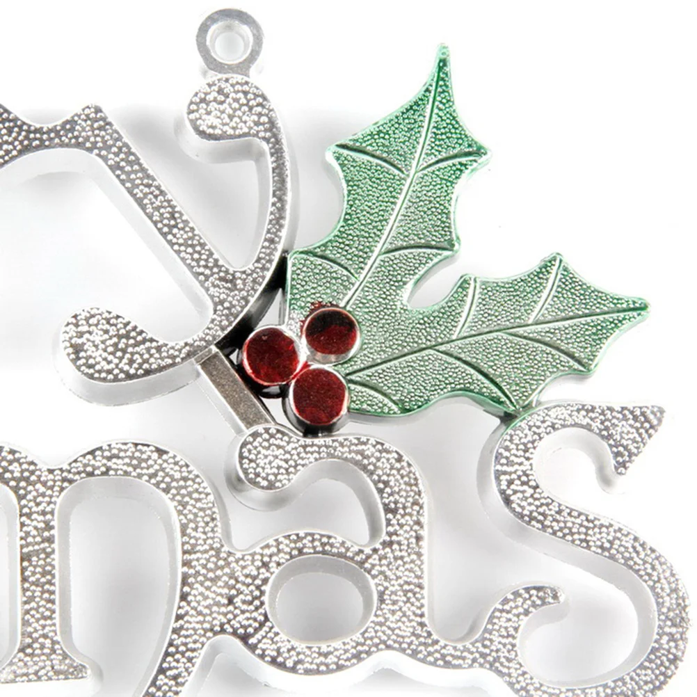 

1pcs Letter Card Silver Christmas Ornament For Home Office Party Xmas Tree Decoration Hanging Greetings Display