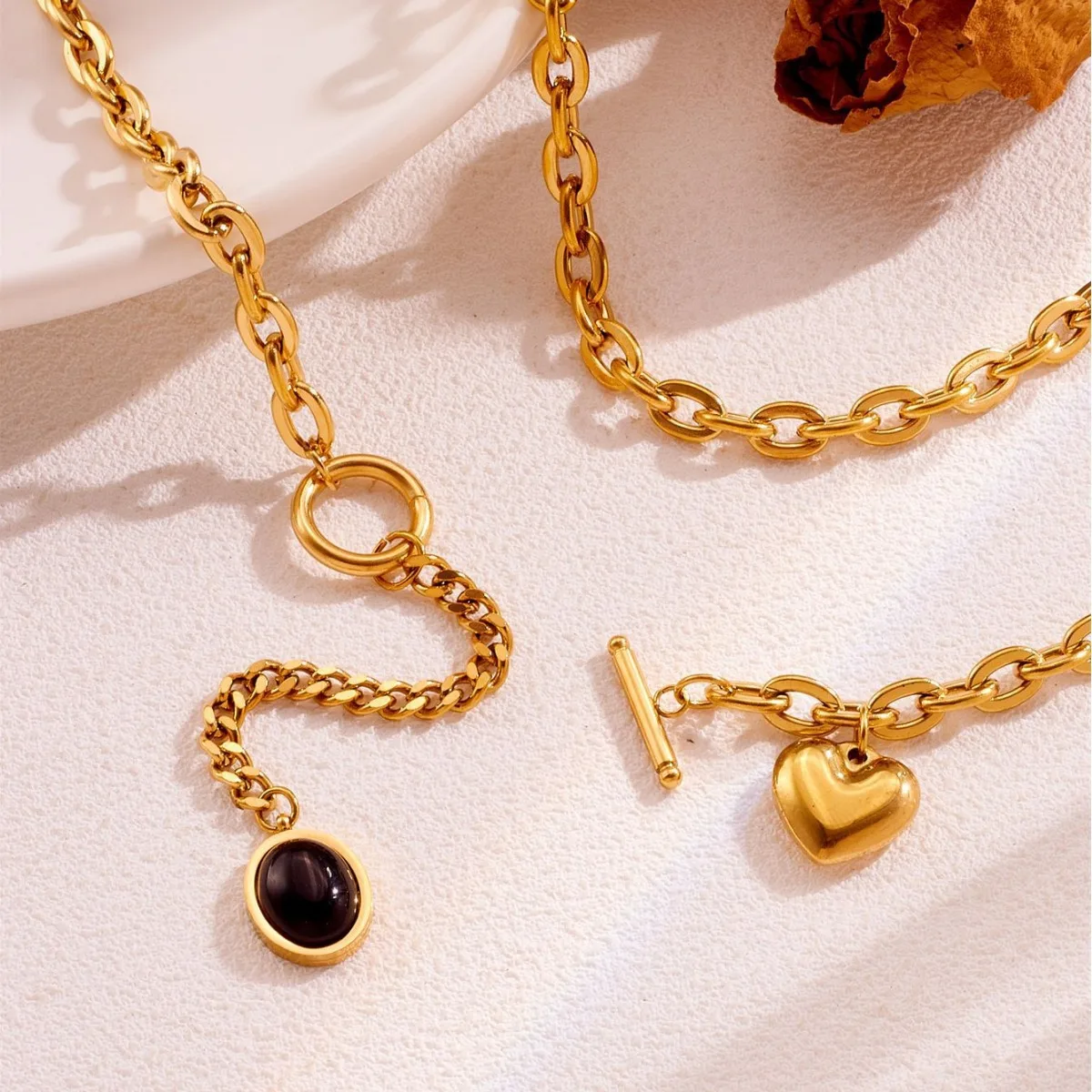 RAKOL Stainless Steel Roman Numerals Necklace for Women Gold-Color Fashion Zircon Long Pendant Necklaces Girls Jewelry image 5