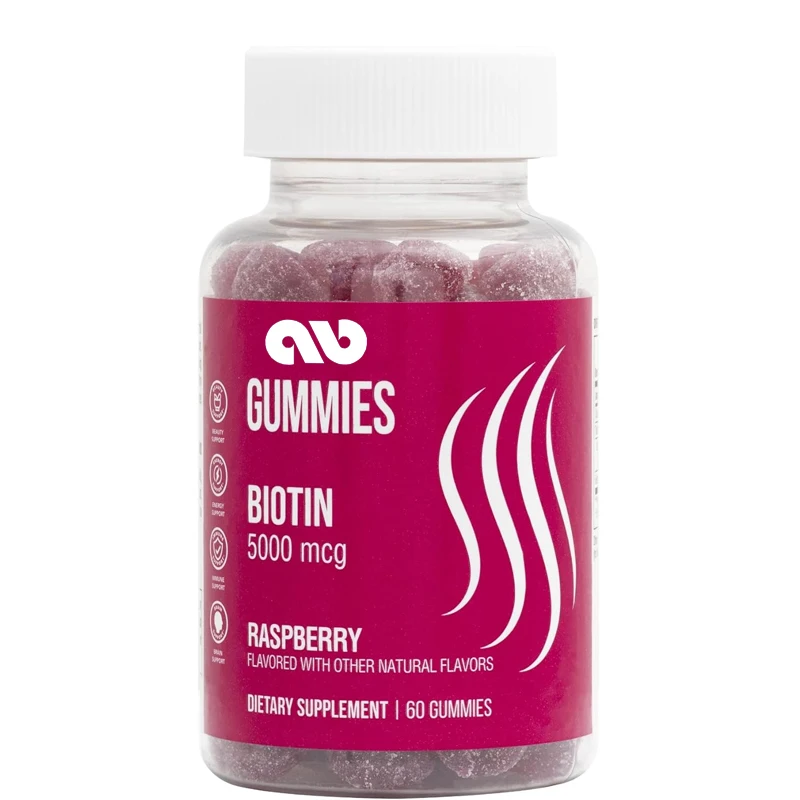 

Gummies Biotin -60 gummies, raspberries - promotes hair, skin, and nail health - vegetarian, gluten free, non GMO