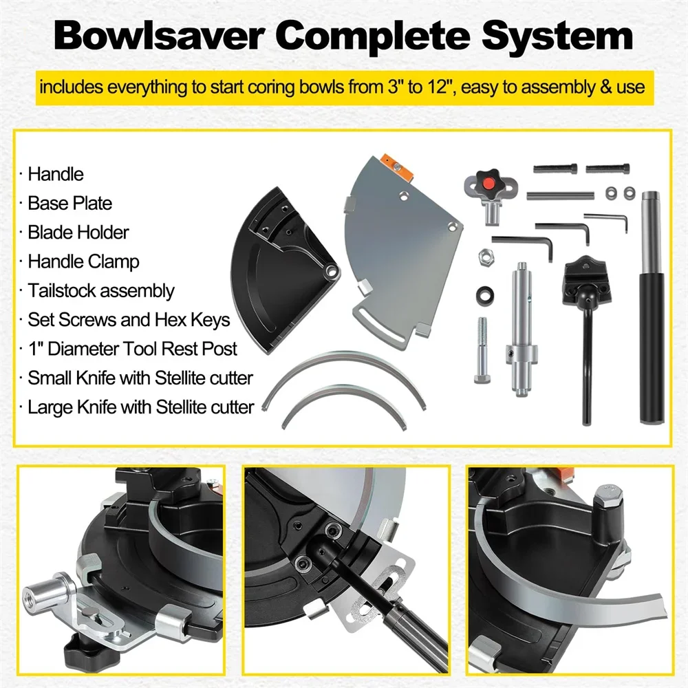 Woodcut Hand Tool Bowlsaver Complete System With 2 High-Strength Blades for Coring Bowl Blanks 3\