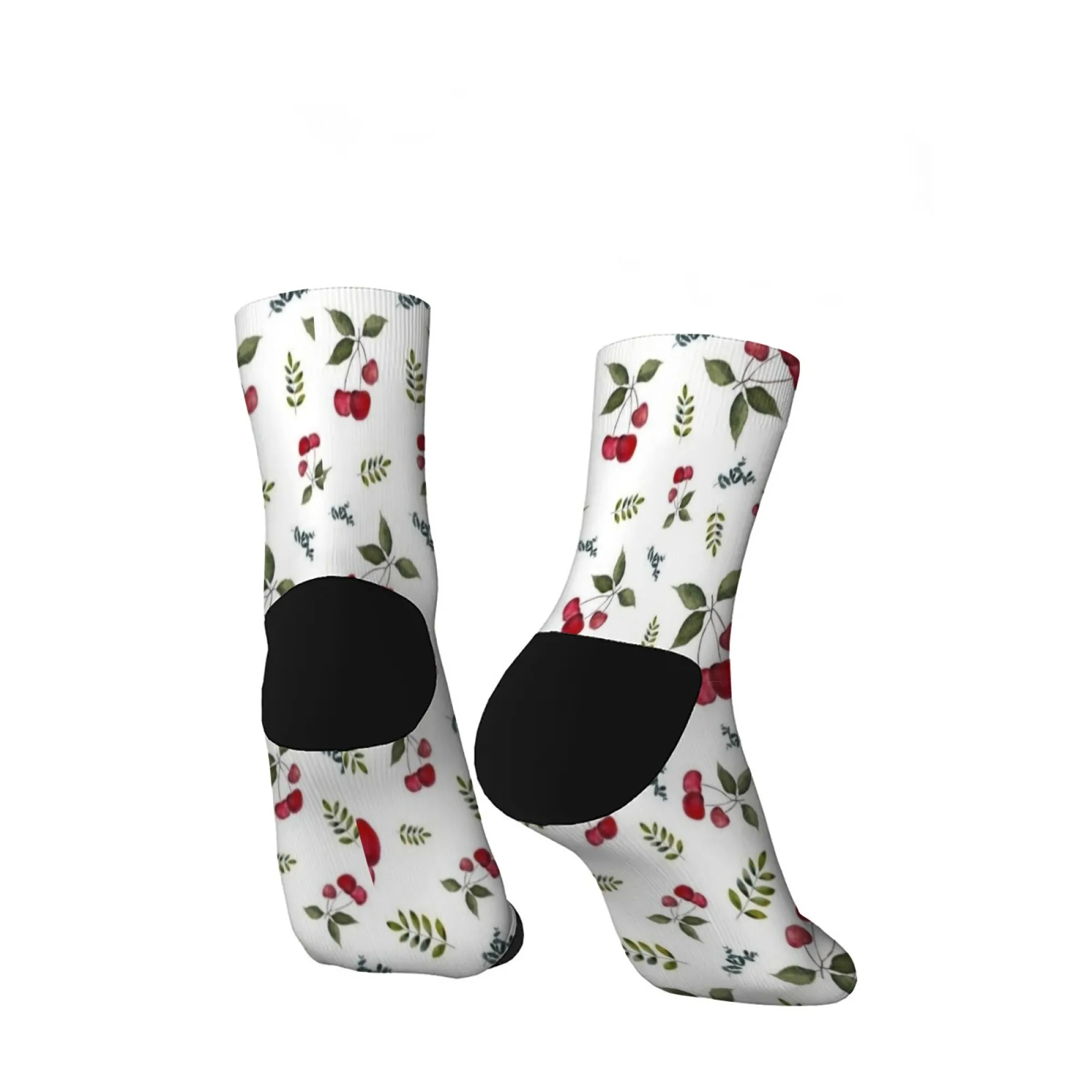 جوارب بنمط الفاكهة الحمراء، تصميم جرافيك عتيق مزين بالزهور، جوارب قصيرة، جوارب مضحكة مبتكرة، هدية كاجوال على طراز الهيب هوب قابلة للتنفس