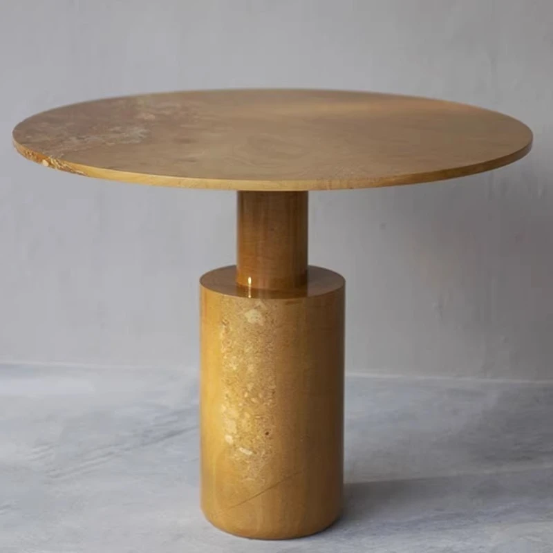 Nordic simple stone dining table round light luxury model room dining table