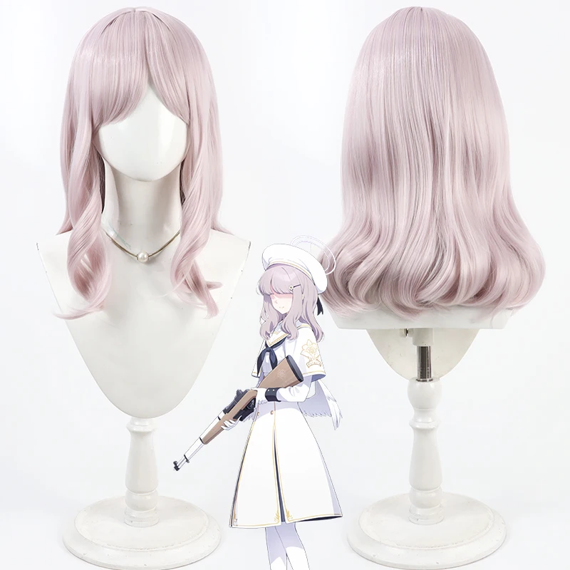 

Game Blue Archive Generic Tea Party Member Cosplay Wig 45cm Long Light Pink Heat Resistant Synthetic Hair