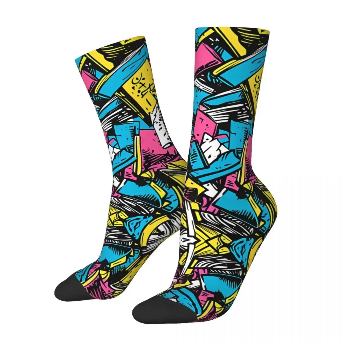 

Crazy compression Book Aesthetic, Abstract Doodle Books Pattern Sock for Men Harajuku Quality Pattern Crew Sock Novelty