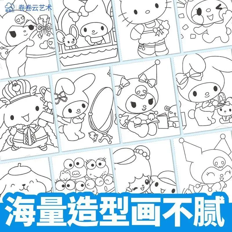 Sanrio Kuromi Hello Kitty Anime Kawaii Drawing Book Cute Cartoon My Melody Children Painting Copy Ins Book Gifts for Kids