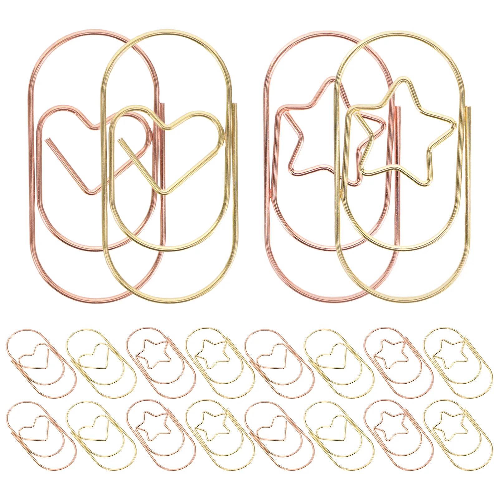 

24Pcs Creative Heart Paper Clips Decorative Document Clips Bookmark Paper Clamp Office Star Bookmarks