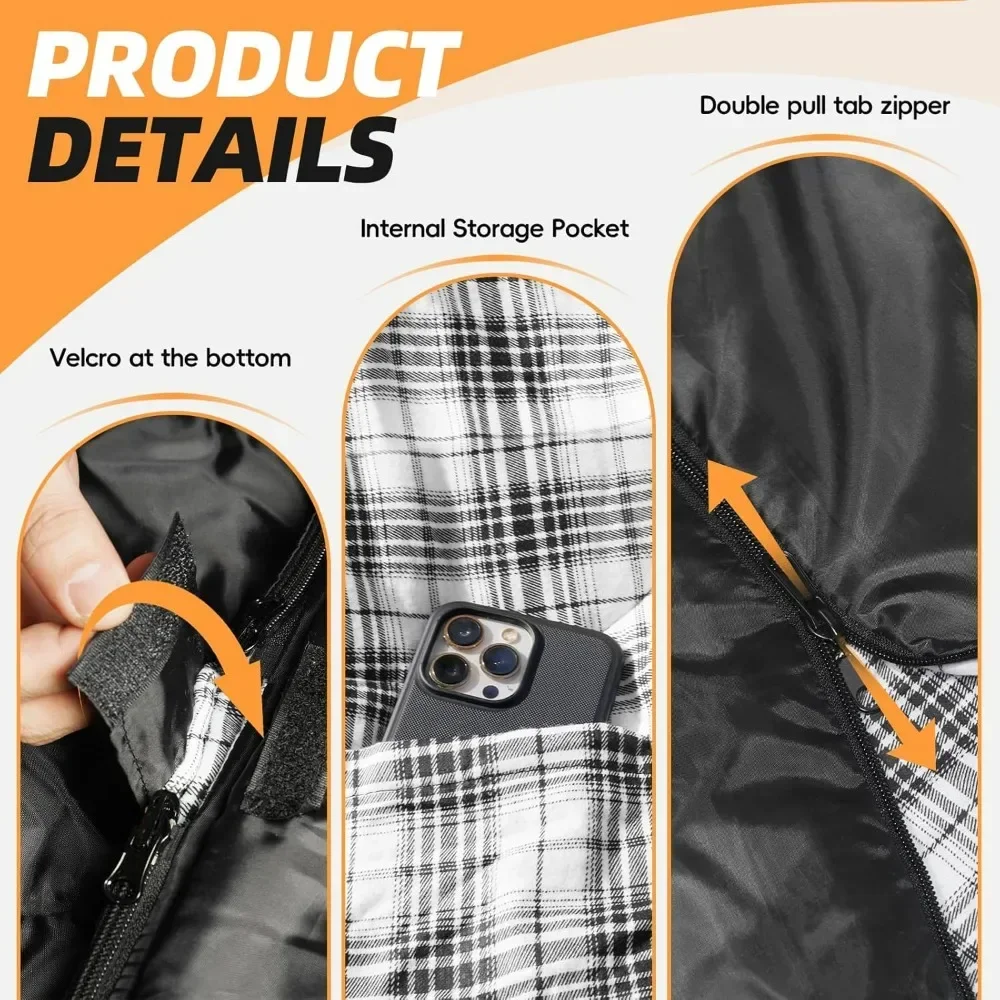 Double Sleeping Bags for Adults 2 Person Sleeping Bag Flannel Warm Queen Size Two Person Sleeping Bag for Camping with Pillow.