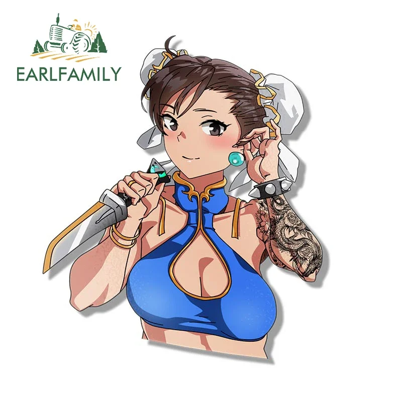 EARLFAMILY 13 سنتيمتر X 11.3 سنتيمتر ل Chunli الوشم ملصقات السيارات ويندوز محمول ملصق حائط من الفينيل أنيمي جذع اكسسوارات السيارات مقاوم للماء RV JDM