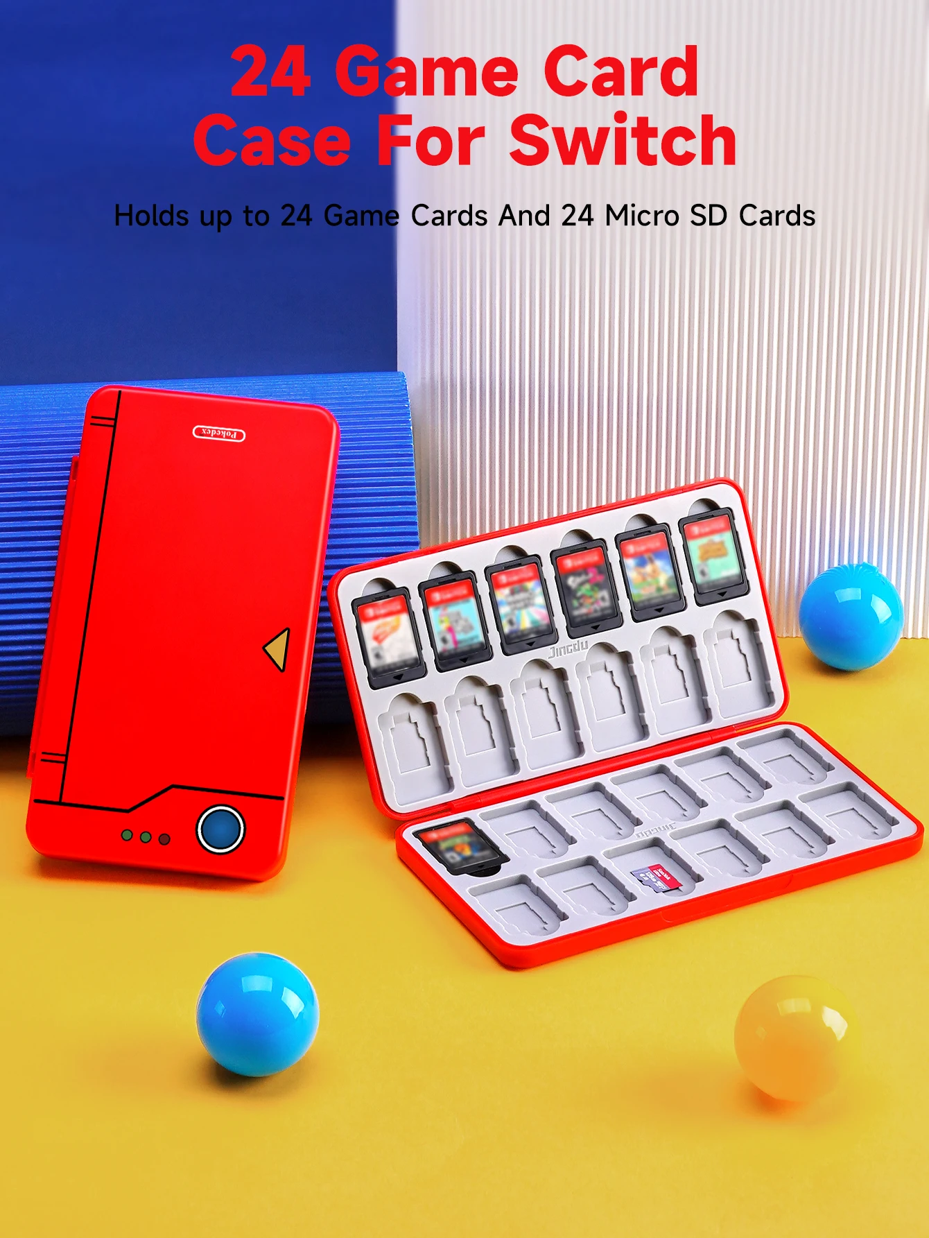 

Switch Game Case for 24 Switch Games card & 24 Micro SD Cards,Compact & Portable Game Storage Case Box