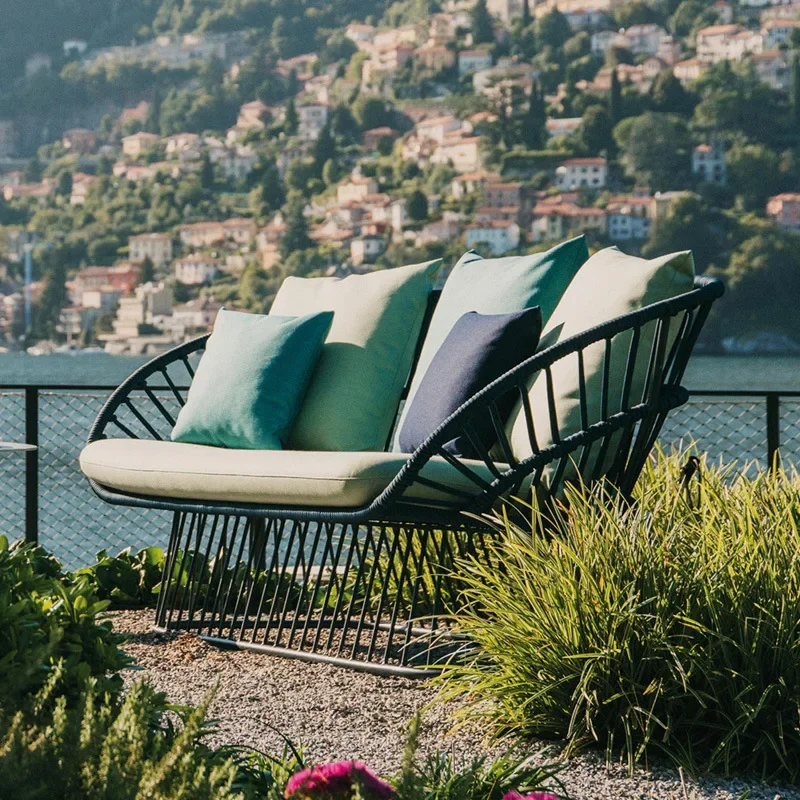 Outdoor sofa designer courtyard terrace leisure rattan chair villa homestay model square sales department rope chair combination