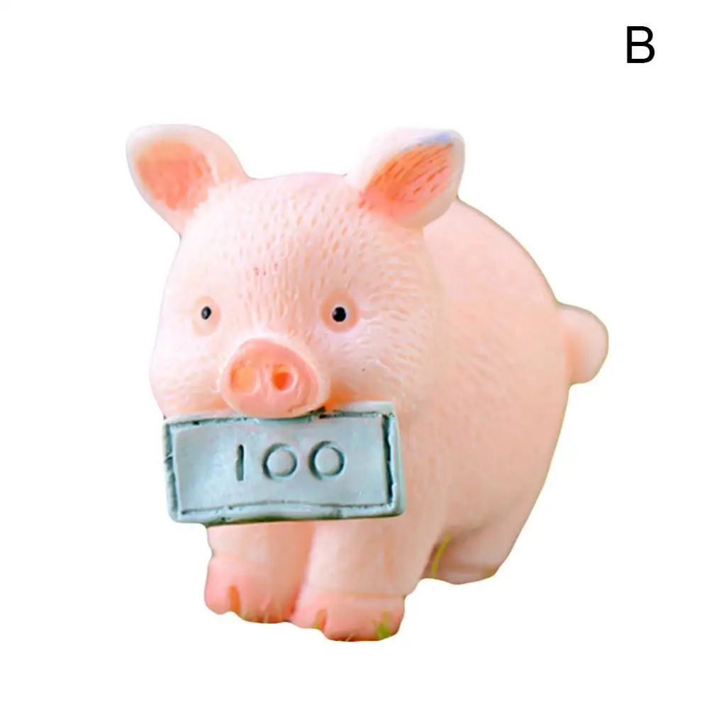 Miniature Resin Ornament Cute Money Lucky Pig Figurine Statue DIY Table Car Dashboard Dolls For Earring Keychain Jewelry Making