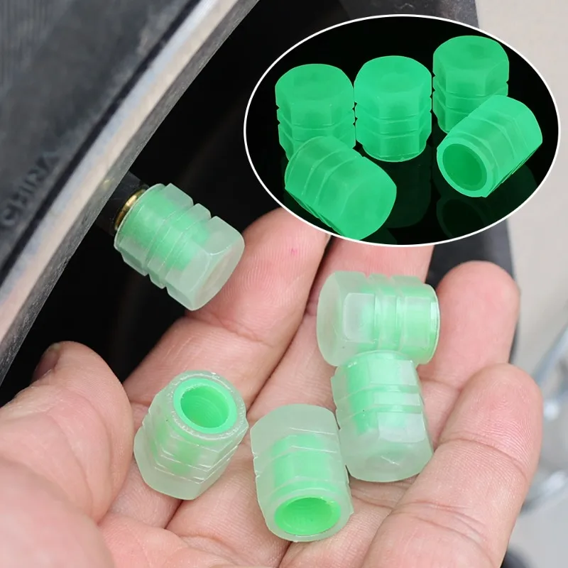 40/1pcs Luminous Car Tire Valve Cap Fluorescent Night Glowing Decor Motorcycle Bike Wheel Nozzle Dustproof Tyre Valve Stem Caps