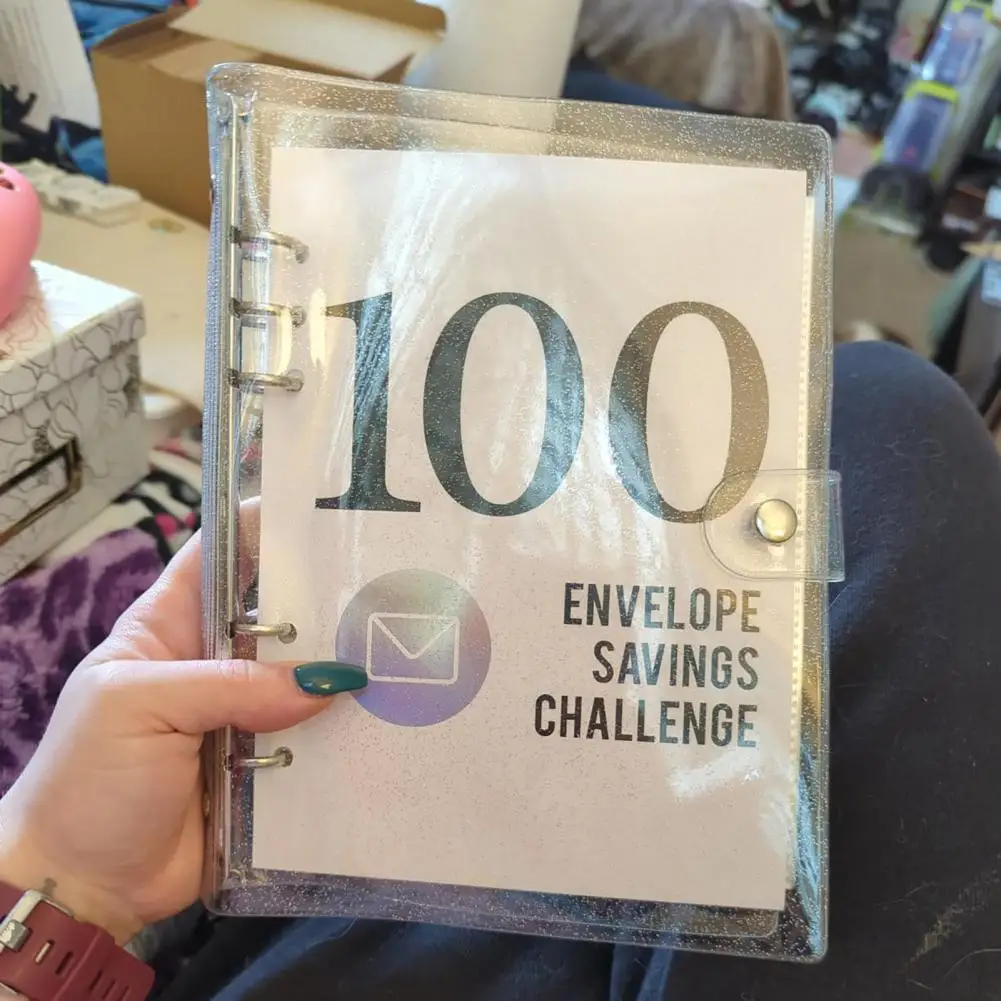 مغلف التحدي الموثق مع القلم ، وتوفير المال الموثق ، 100-day المغلف عدة ، مخطط المنزل ، كتاب ، لامعة