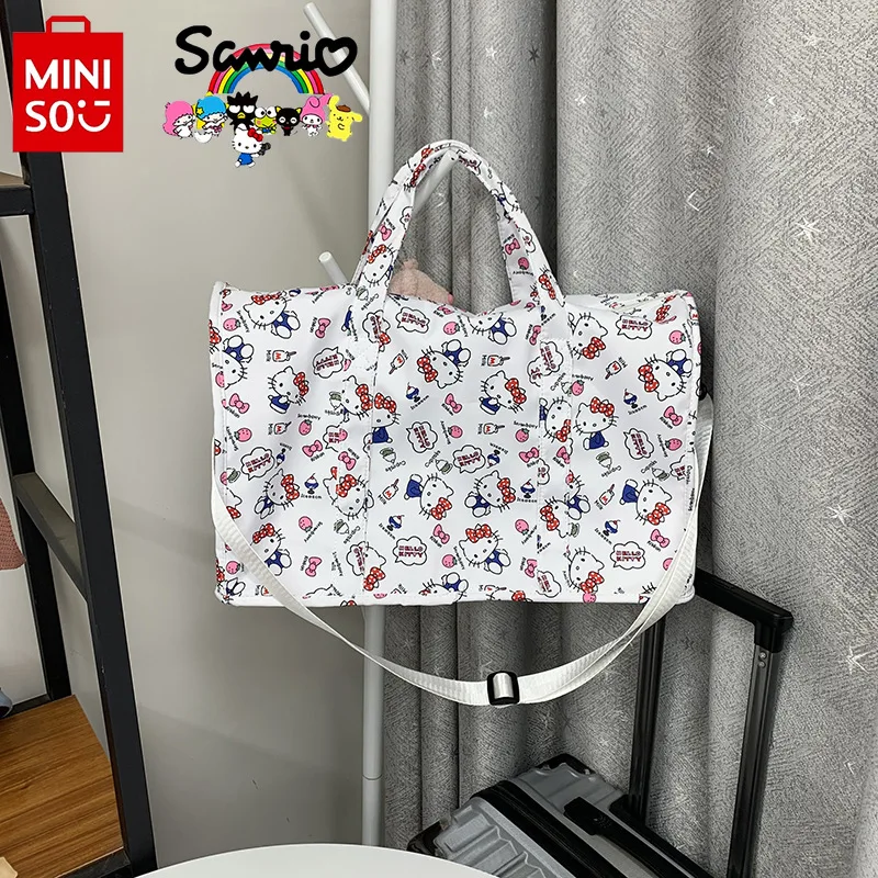 

MINISO New Luggage Bag Fashionable and High Quality Women's Handheld Fitness Bag Cartoon Large Capacity Boarding Storage Bag