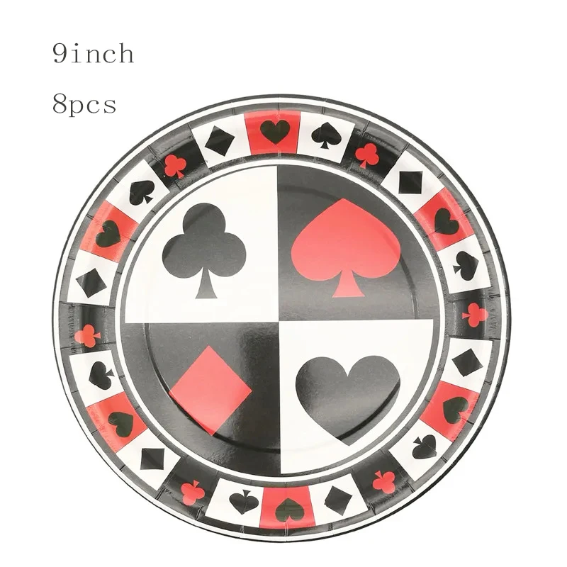 Casino Theme Party Poker Disposable Paper Tray Cup Napkin Las Vegas Happy Birthday Party Decor Hen Night Bachelorette Party Supp