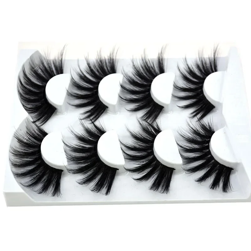 AMSDCN 4 pairs of natural mink eyelashes 25mm handmade eyelashes extended false eyelashes dramatic eyelashes 3D false eyelashes