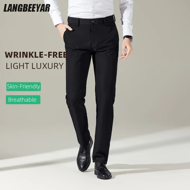 

Top Grade New Brand Casual Fashion Business Fashion Men Pants Classic Regular Fit Comfortable Straight Trousers Men Clothes