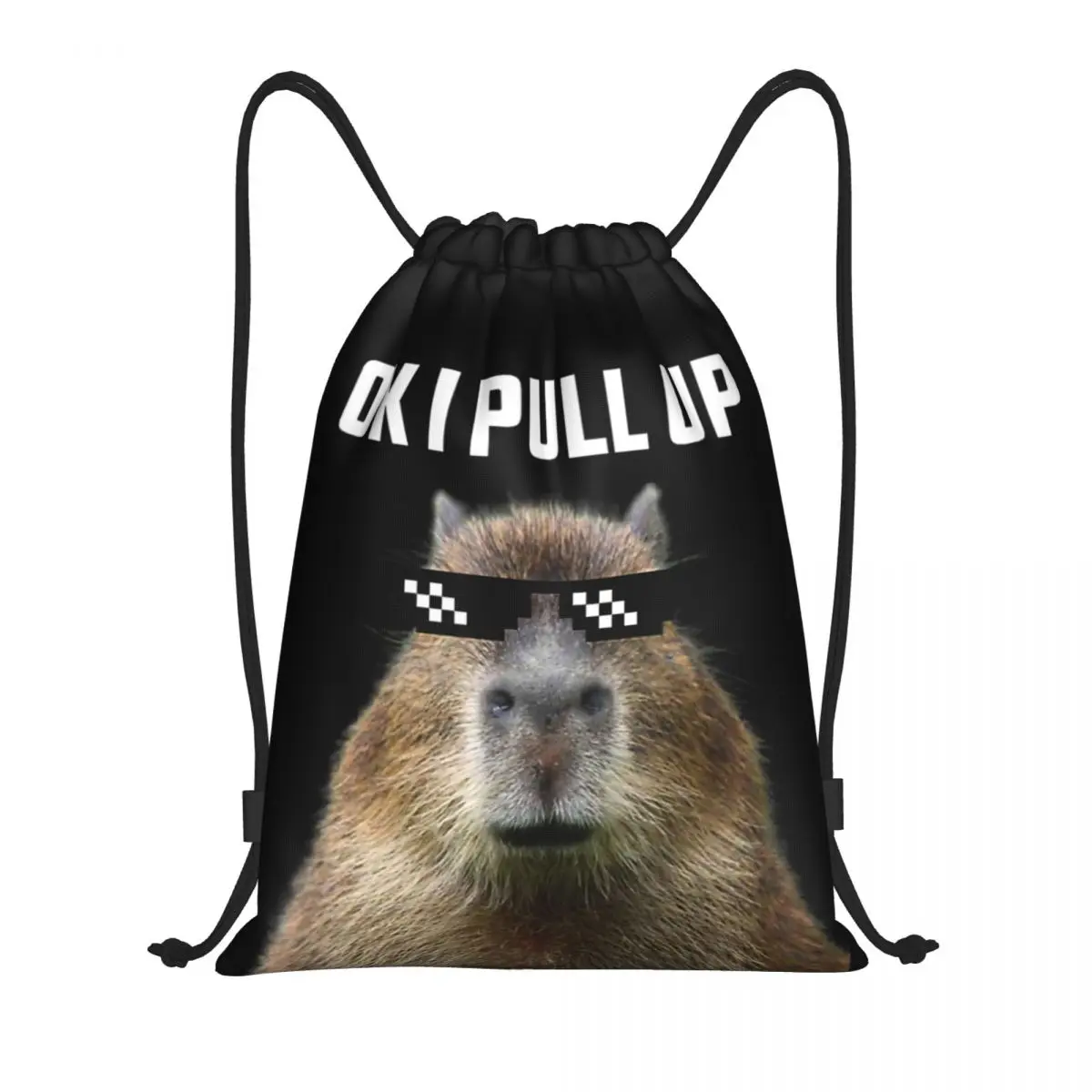 Custom Ok I Pull Up Capybara Drawstring Bag Women Men Foldable Gym Sports Sackpack Cool Capibara Training Backpacks