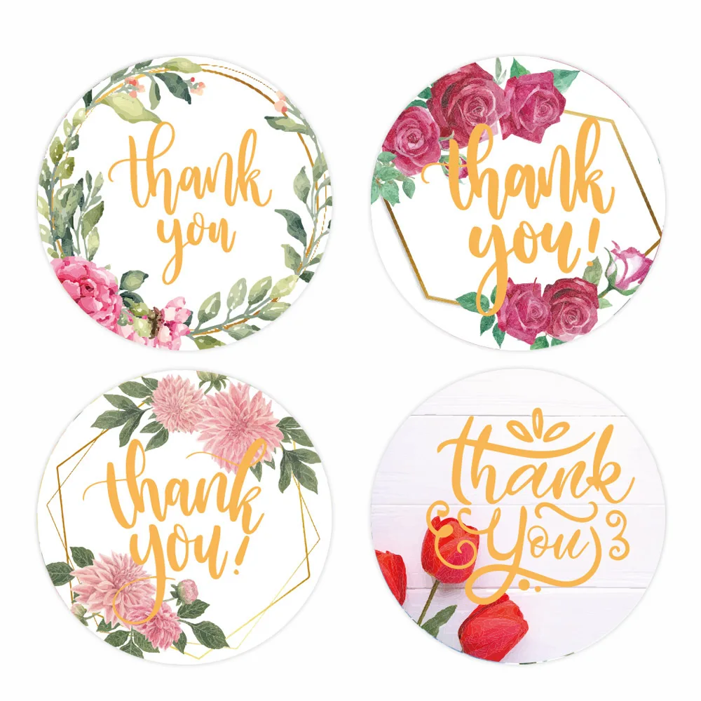 50-500pcs Thank You Stickers For Seal Labels 25mm Gift Packaging Stickers Birthday Party Offer Stationery Sticker