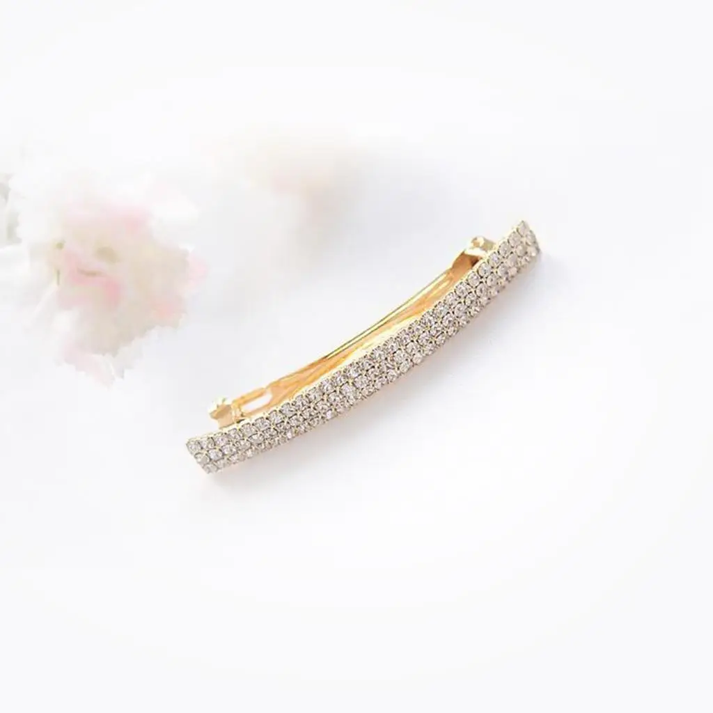 自動ラインストーン フレンチ バレッタ ラージ ヘアクリップ ヘアピン ヘア Accs ゴールド