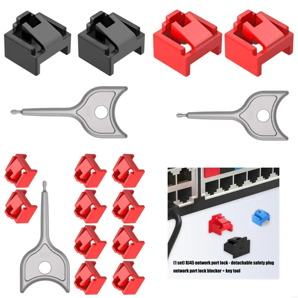 

C90F Networking Port Blocker RJ45 Port Lock For Physical Layer Protections Detachable Design Fit Standard RJ45 Interfaces