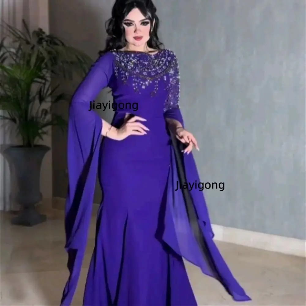Customized Jiayigong Fashion Elegant Jewel A-line Cocktail Dresses Skirts Draped Trim Chiffon Customized dress