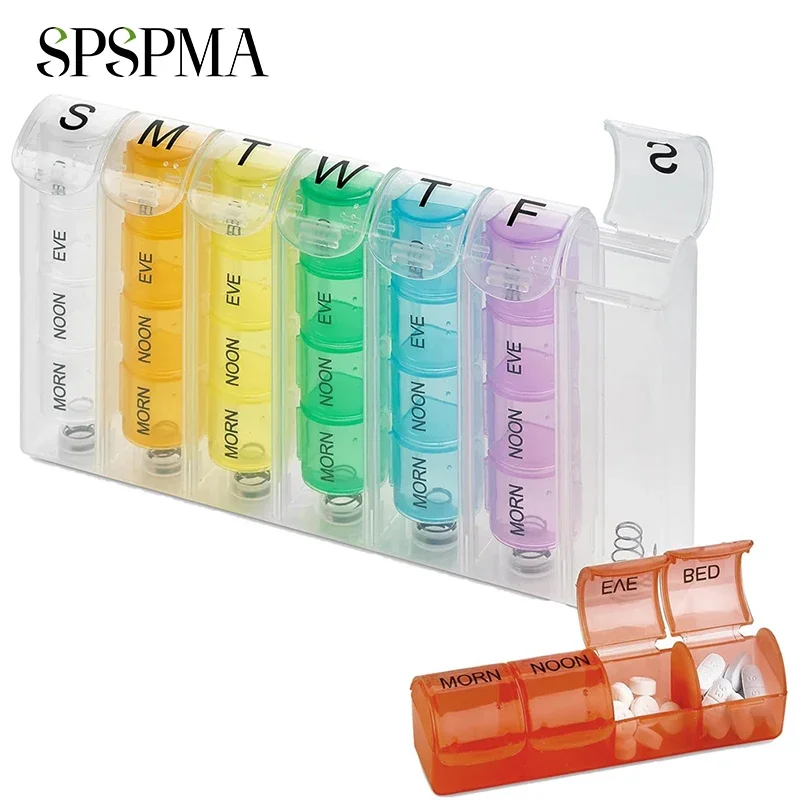 Weekly Pill Organizer 4 Times a Day,7 Day Pill Box,Daily Pill Case with 28 Compartments,Large Enough to Hold the Large Fish Oils