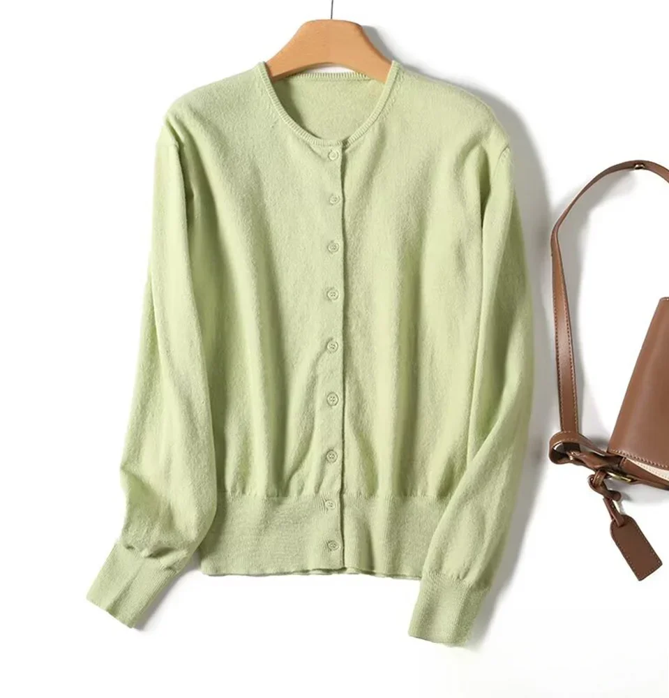 

KONDALA женский элегантный повседневный кардиган с круглым вырезом, вязаный кардиган на пуговицах, новинка 202, весенне-осенний модный милый женский кардиган, топы