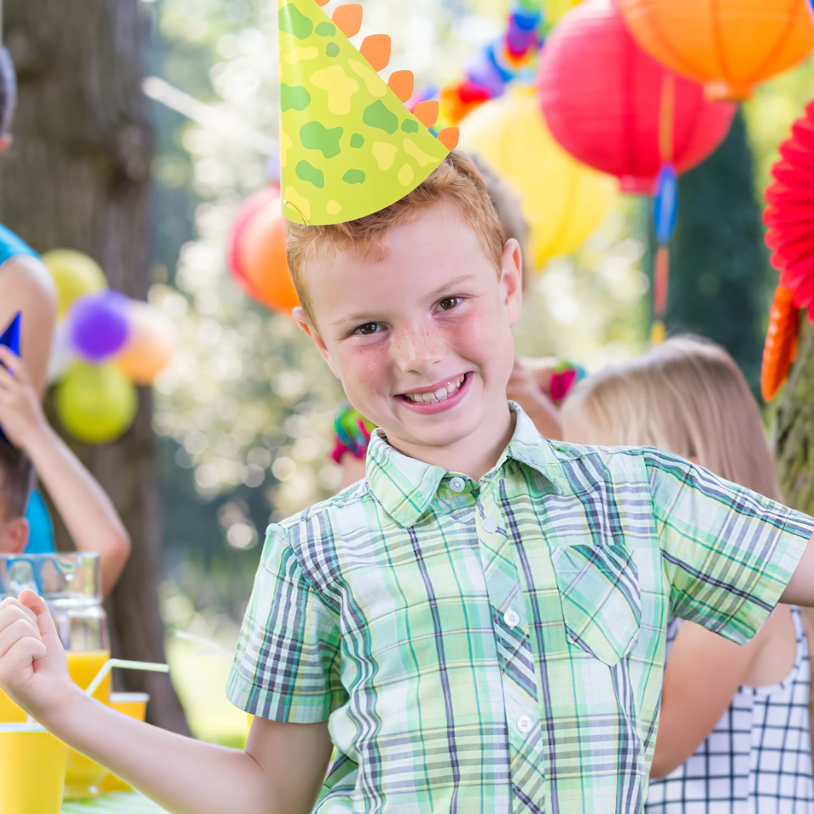 

10pcs Crayon Hat Headband Hat Dinosaur Paper Kids Party Hats Children Baby Bonnet Crayon Cone Pink Prop Gifts