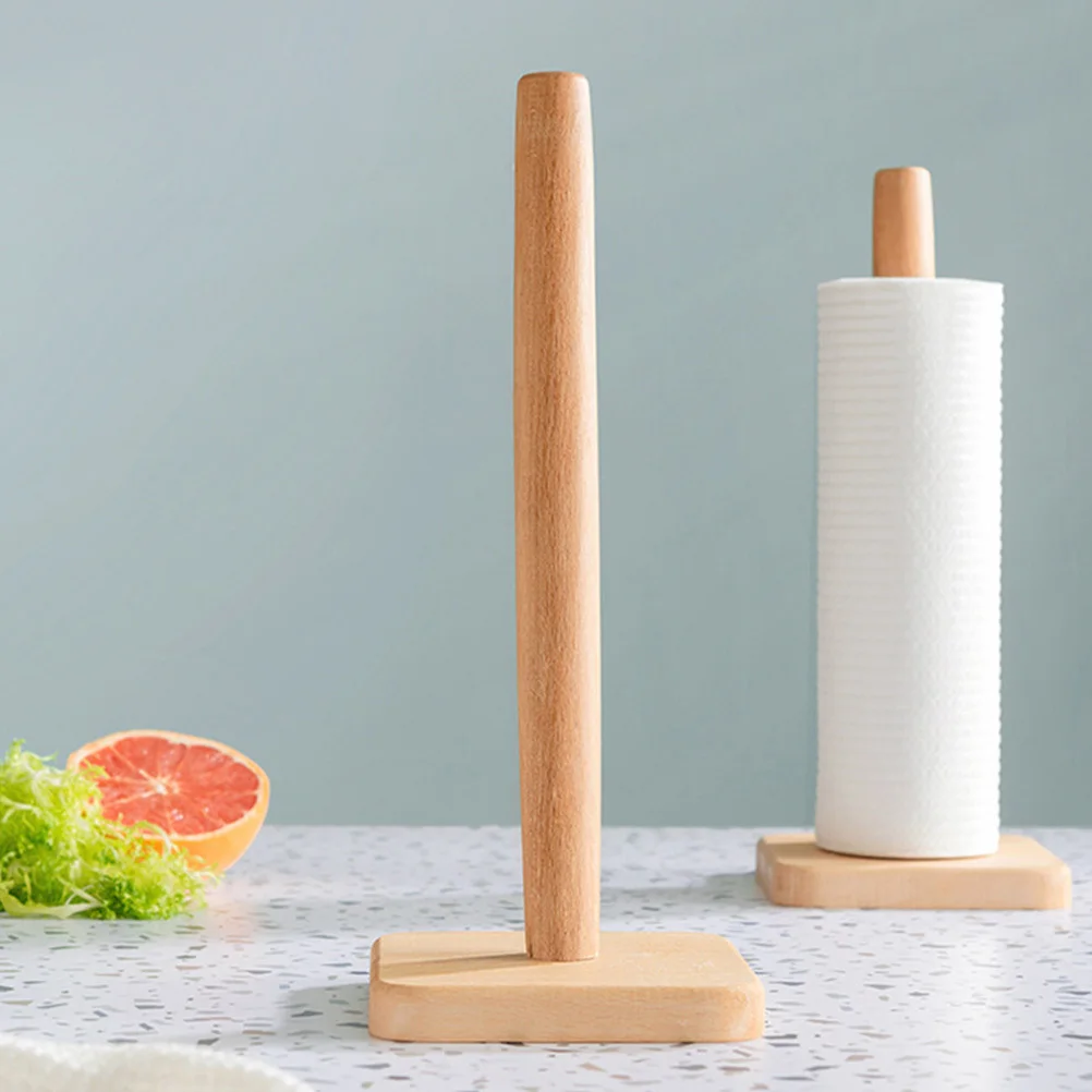 

Деревянный держатель для бумажных полотенец, кухонная подставка для рулонов, прочный нескользящий вертикальный органайзер на столешнице, деревянный держатель для бумажных полотенец
