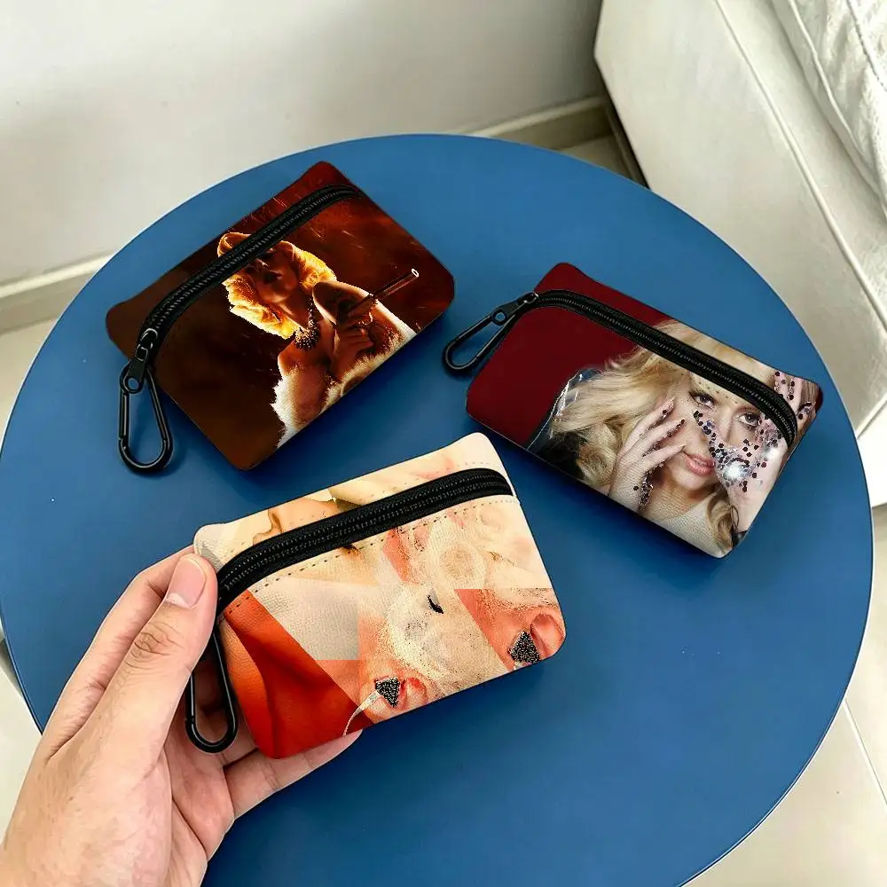 Singer L-Lady G-Gaga Oxford Fabric Zipper Pouch Lightweight Hanging Coin Wallet For Coins ID Cards Keys Lipstick Earbuds