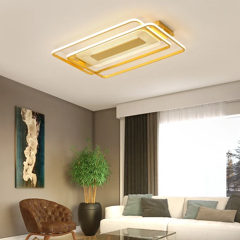 

Simple Gold LED Ceiling Chandeliers With Remote Control For Restaurant Bedroom Villa Indoor Home AC90-260V Lighting Fixtures