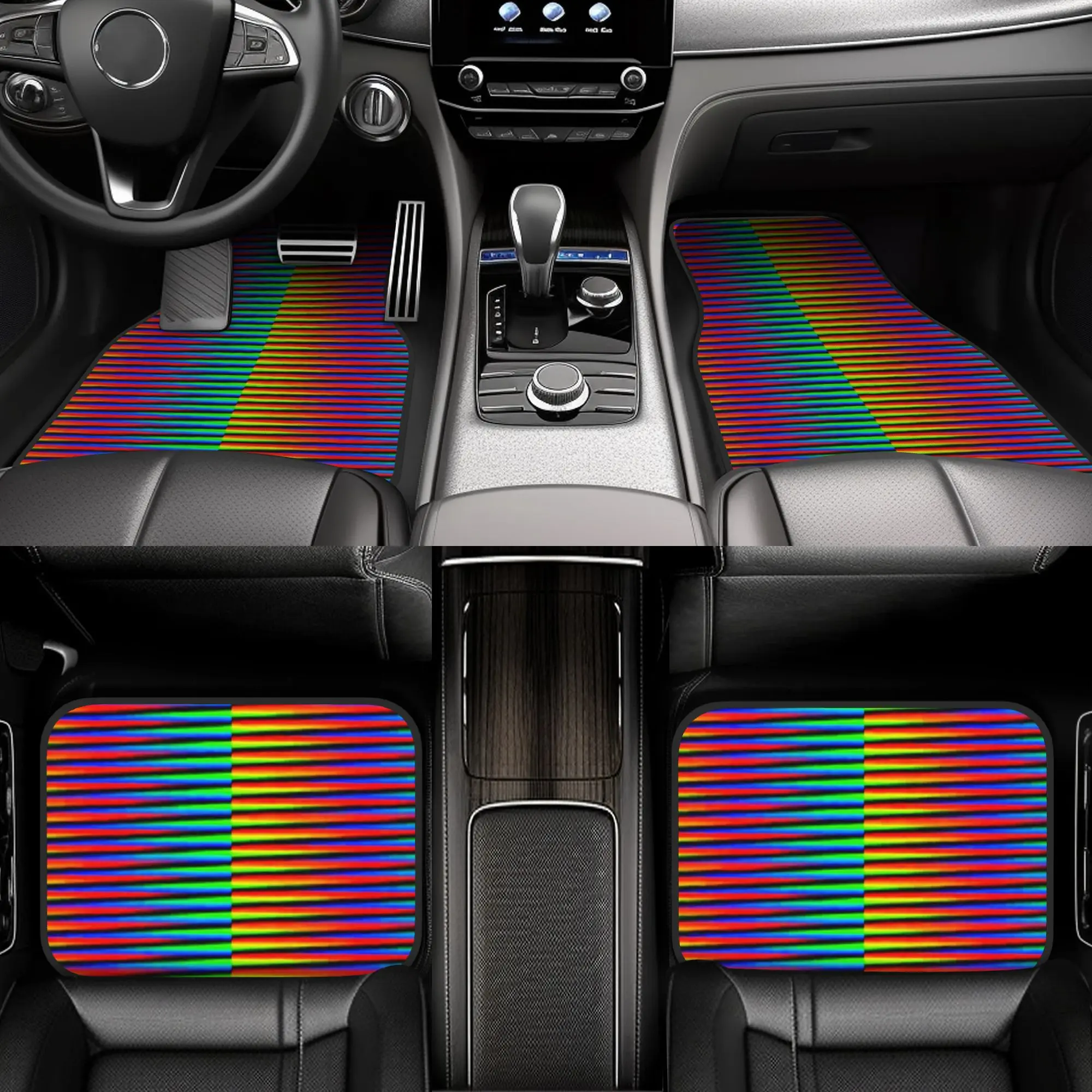 Carlos Cruz Diez Permutation Car Floor Mats of 4 Pieces Crystal Velvet Carpets Rugs Universal Car Front Rear Carpets Foot Mats