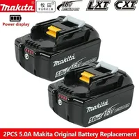 100% Original Makita Rechargeable Power Tool Battery, Replaceable LED Lithium-ion, 5.0 Ah 18V LXT BL1860B BL1860BL1850 BL1830