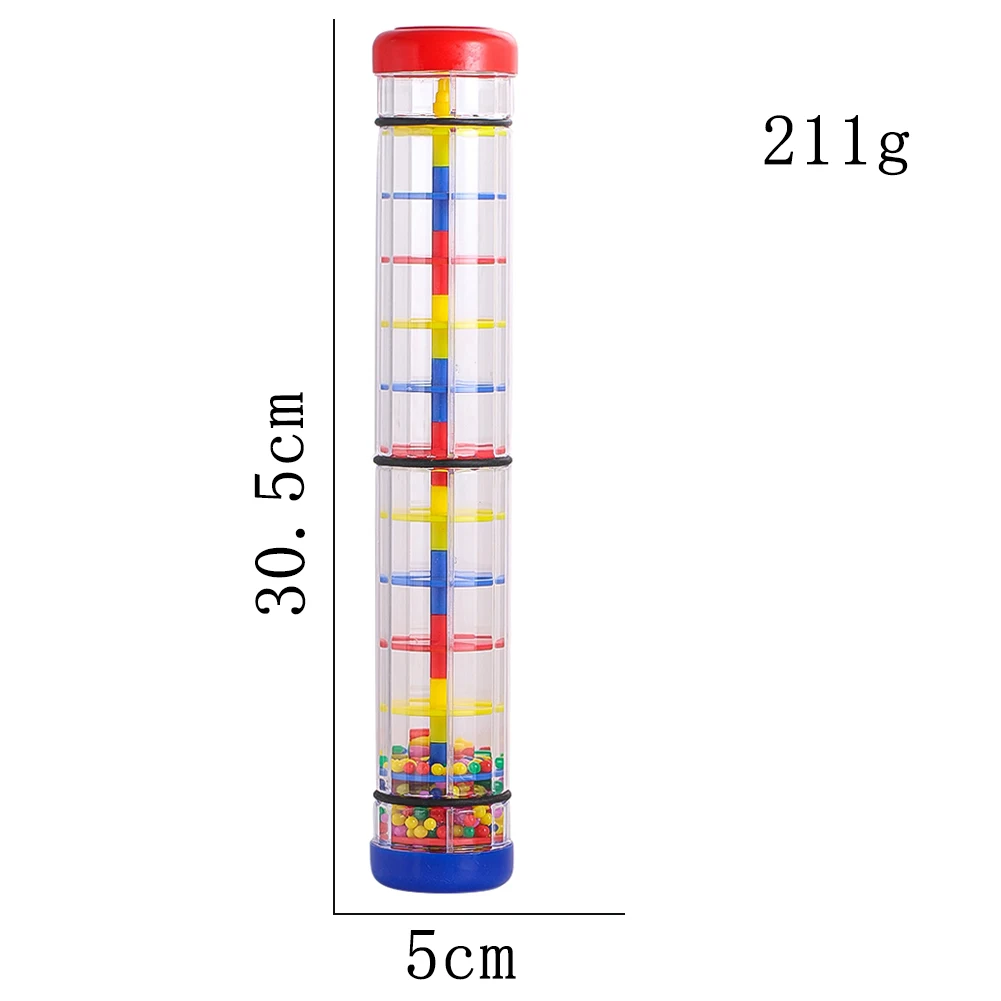 Orff Rain Sound Instrument Colorful Bead Transparent Rainmaker Tube Early Education Sensory Music Therapy Development Tool