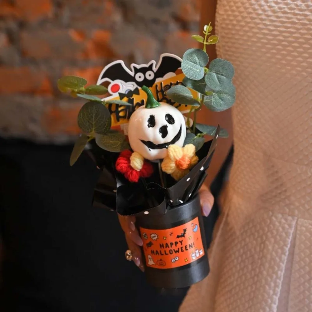 

Scene Layout Creative Pumpkin Bouquet Resin Cylinder Halloween Decoration Realistic Leaves Ghost Desktop Ornament Coffee House