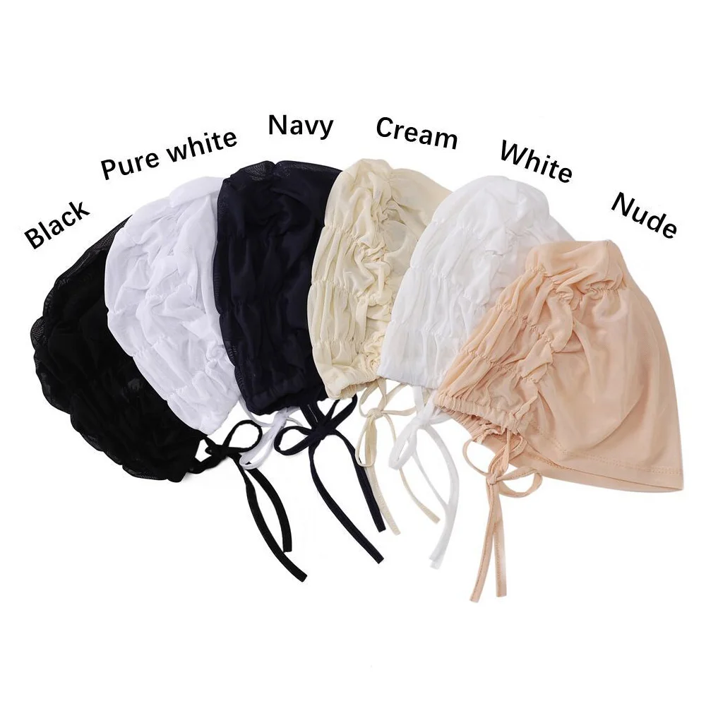 Soft Muslim Underscarf Pleated Inner Hijab Caps Islam Turban Cap Bonnet Hijab Islamic Turbans For Women Hijabs Caps