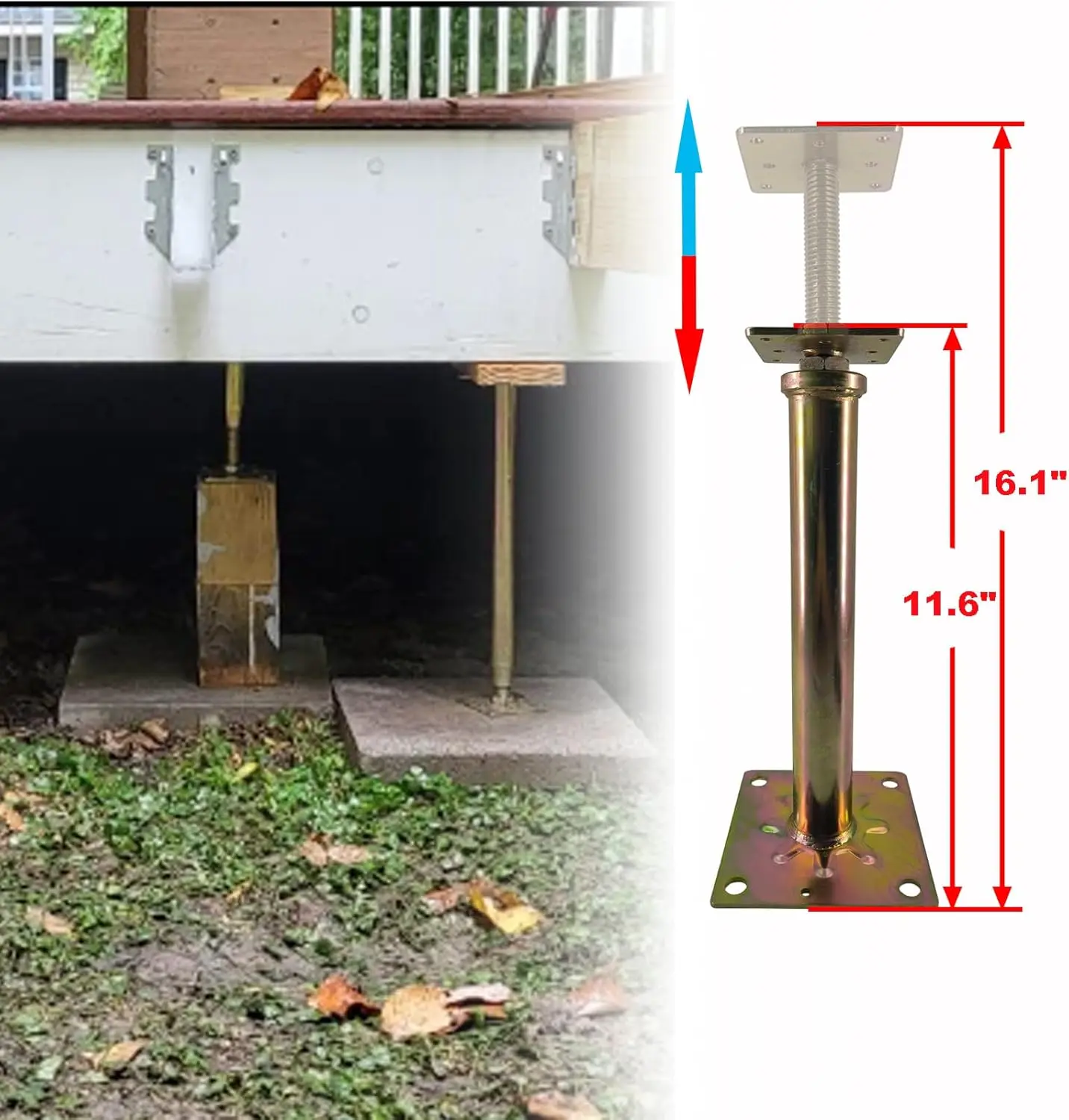 6-Pack Adjustable Floor Jacks, 11-16" Height, 6-Ton Capacity, Galvanized Steel for Leveling Support