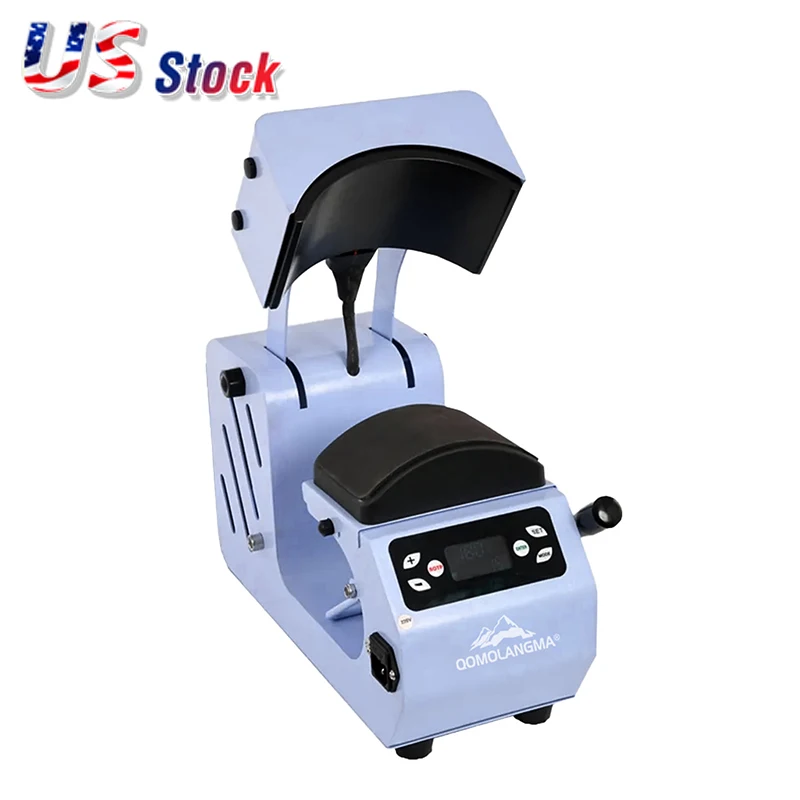 US Stock Qomolangma 2 in 1 Automatic Cap Hat Easy Heat Press Machine with 2pcs Interchangeable Platens Wholesale