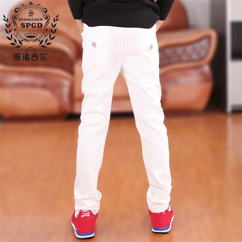 Boys Pants 2024 Summer Spring New Casual Elastic Waist Solid 100% Cotton Pants For Children 4-18T Boys High Quality