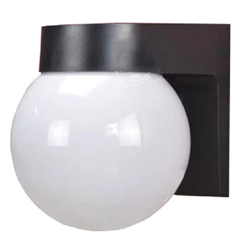 

A03F-Modern Loft E27 Ball Outdoor Wall Lamp Led Porch Light,Black White PC Base Milky Acrylic Lampshade