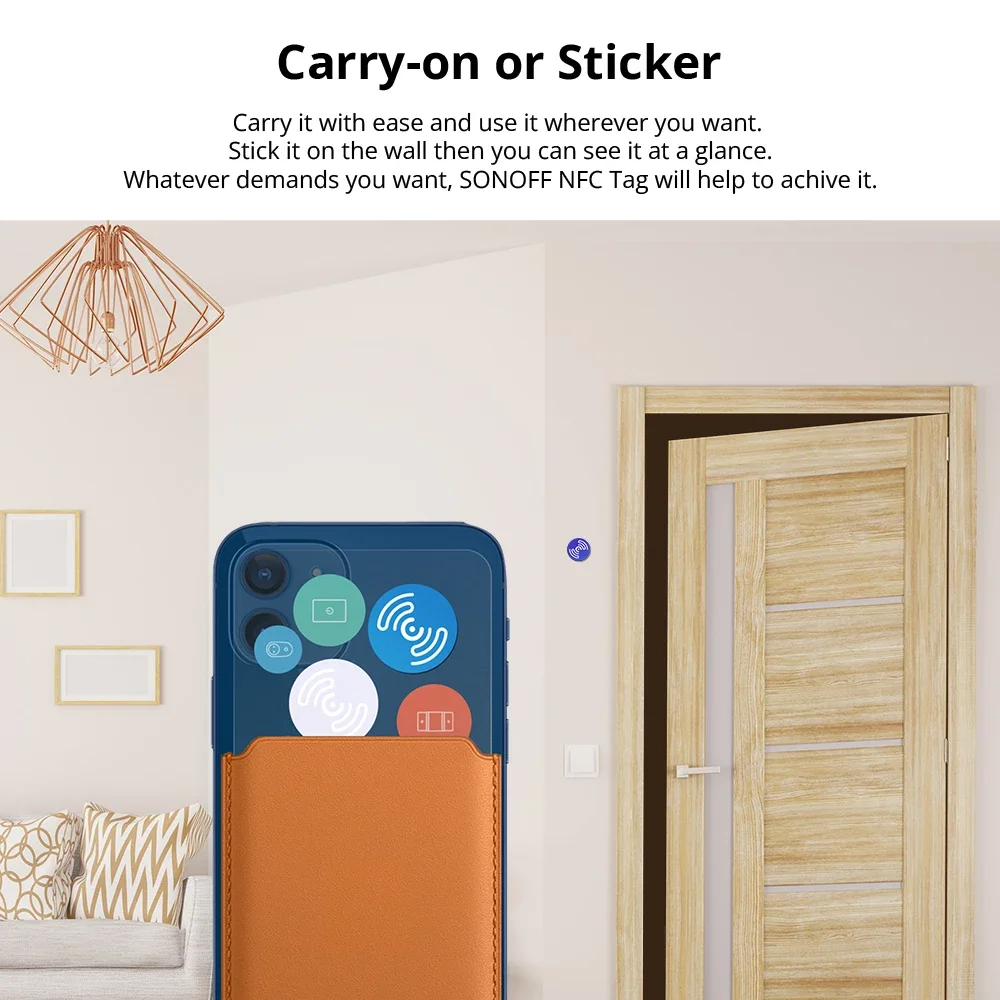 SONOFF NFC Tag 215, chip 540 bajtów, inteligentne tagi, skróty automatyzacyjne, dotknij do wyzwalacza inteligentnej sceny, kompatybilny z telefonami z obsługą NFC