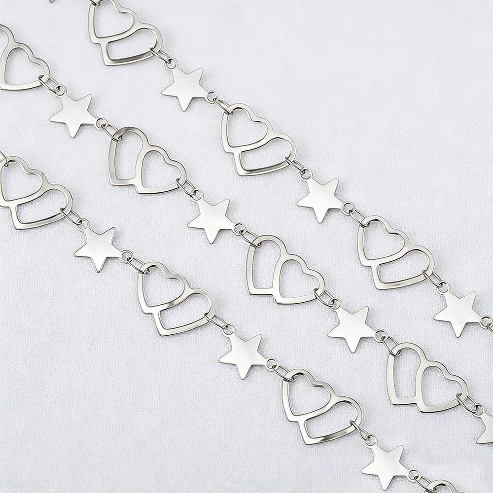Findings Stainless Steel Hollow Chain Flat Chain 1 Meter Length Heart Connecting Chain Jewelry Making Chain Necklace Making