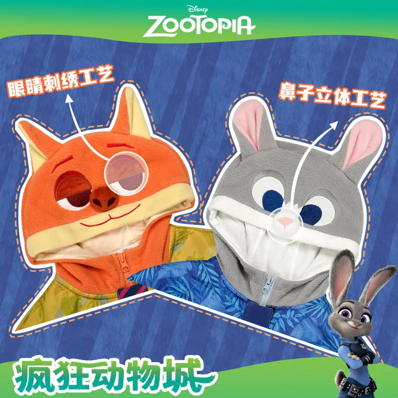 

Детская зимняя толстовка с капюшоном Disney Zootopia, флисовая куртка на молнии с плюшевой подкладкой и персонажами Джуди Хоппс и Ника Уайлда, уютная и теплая, для мальчиков и девочек