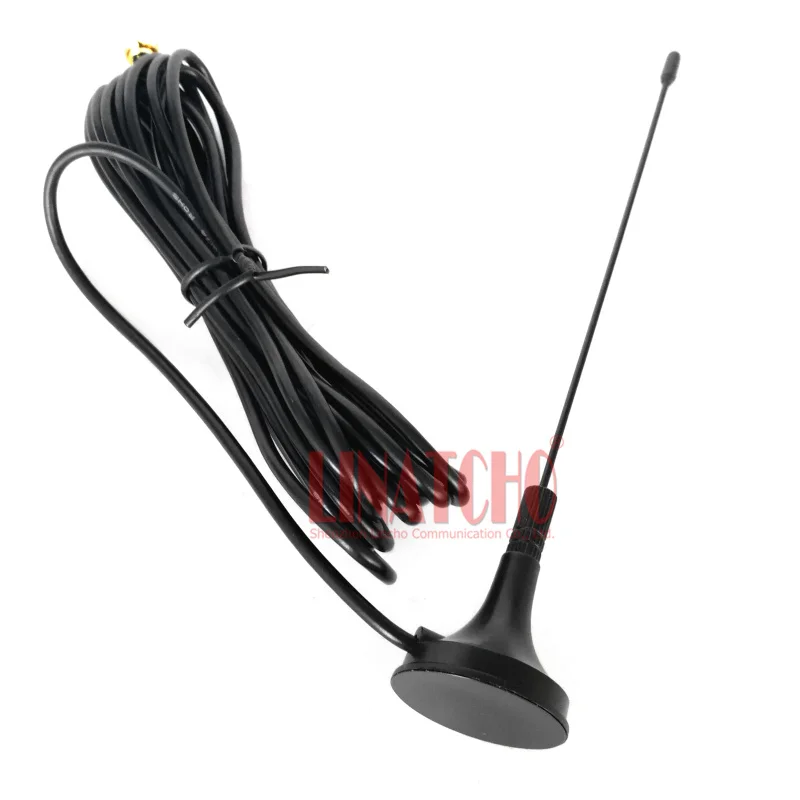 400-470MHz UHF Omni Magnetic Base Walkie Talkie Antenna Extension SMA Male Connector with 3 Meters Cable