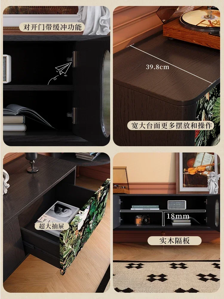 Living room household ash wood solid wood storage locker antique floor cabinet